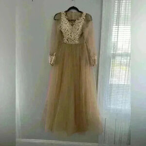 Bridesmaid prom tulle dress with lace